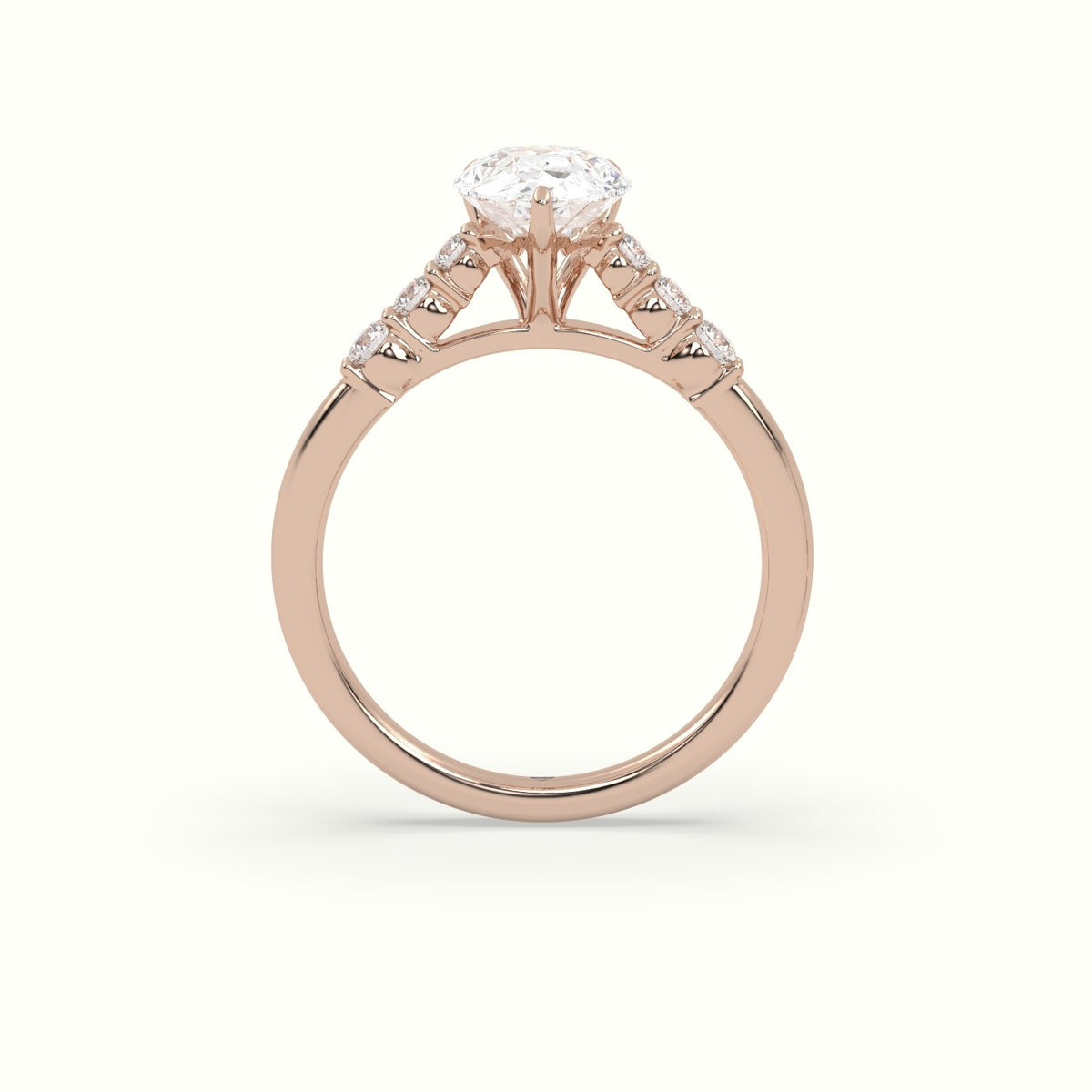 Pear Cut Diamond Engagement Ring With Side Stones — Rose Gold