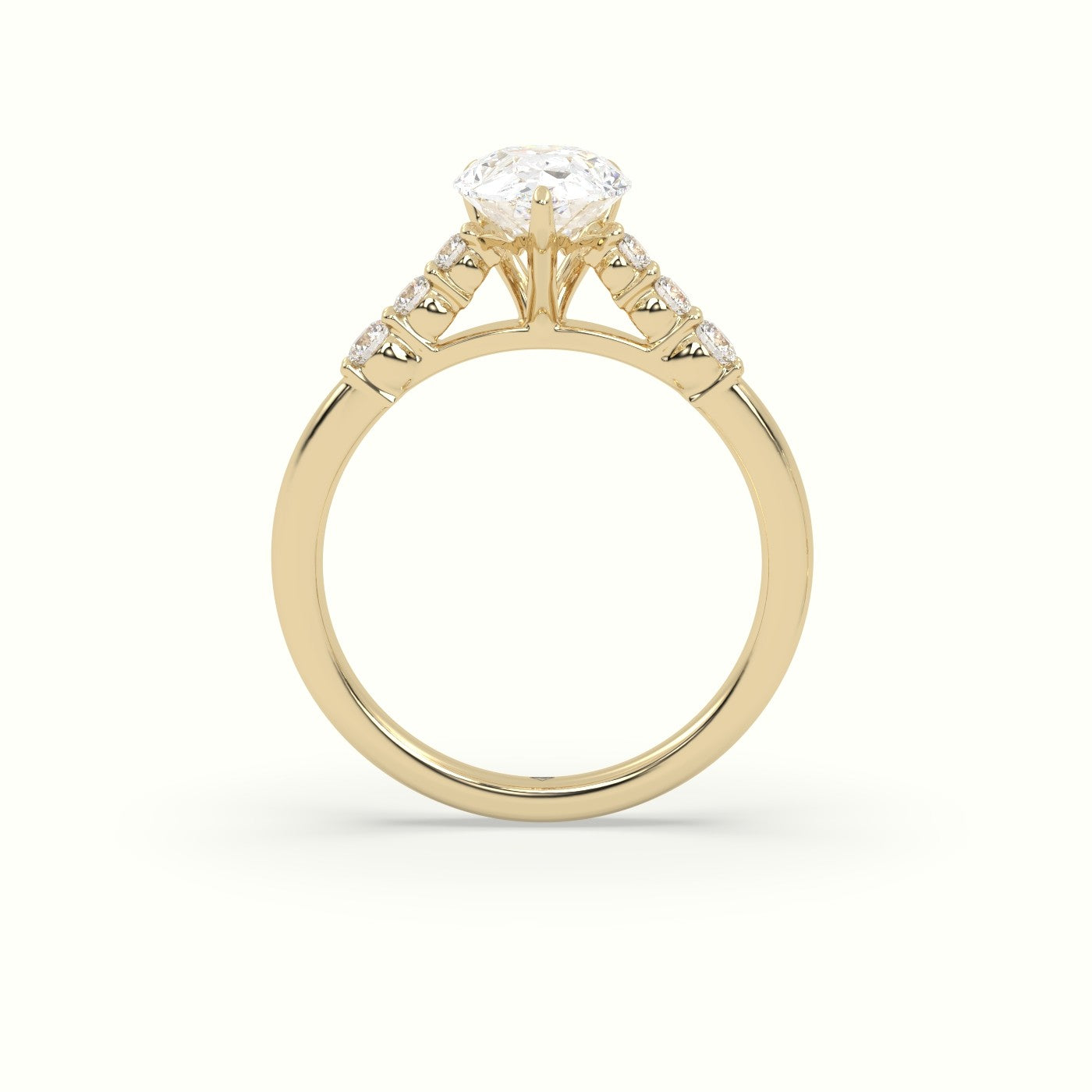 Pear Cut Diamond Engagement Ring With Side Stones — Yellow Gold