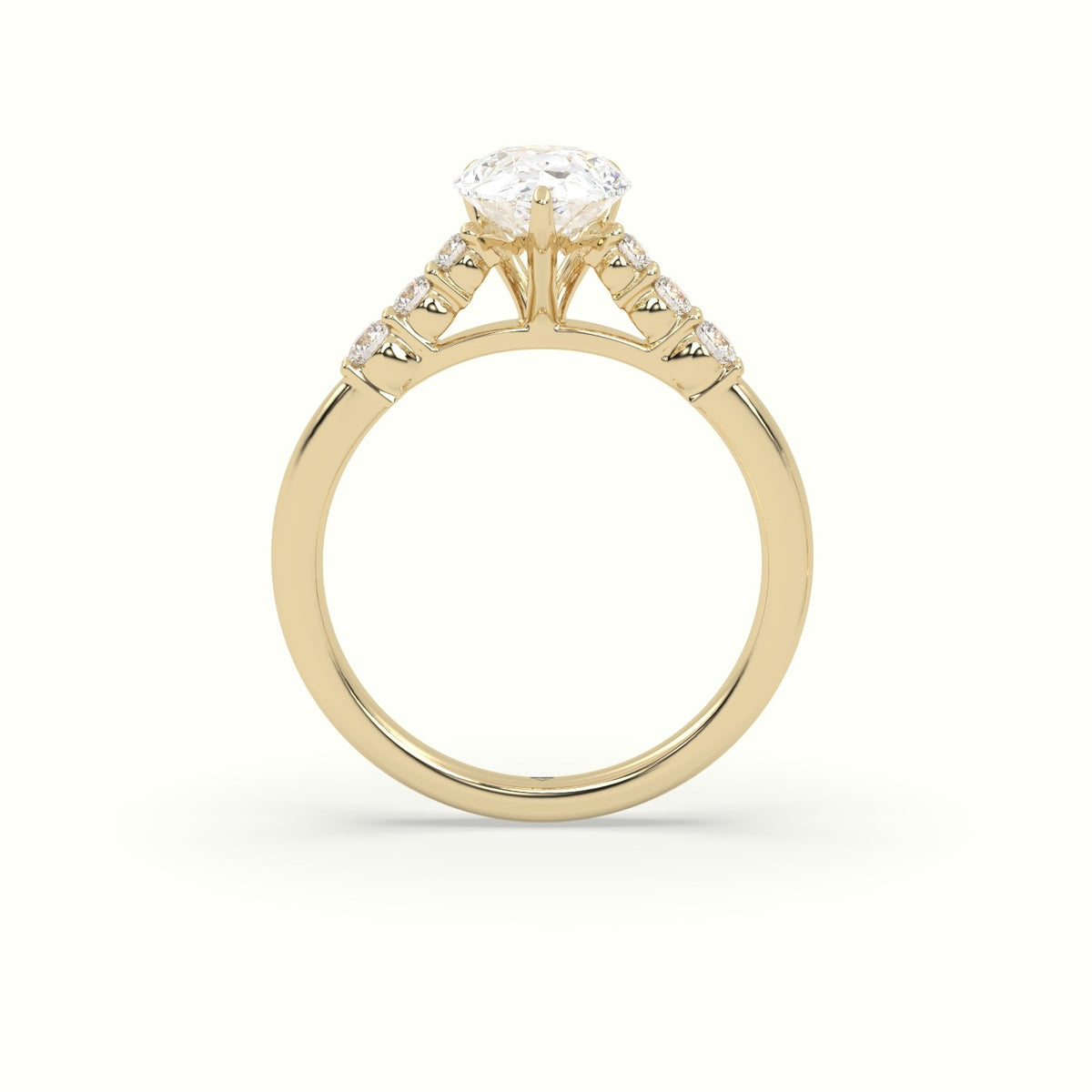 Pear Cut Diamond Engagement Ring With Side Stones — Yellow Gold