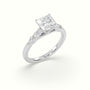 Princess Cut Diamond Engagement Ring With Side Stones — White Gold