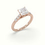 Princess Cut Diamond Engagement Ring With Side Stones — Rose Gold