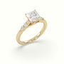 Princess Cut Diamond Engagement Ring With Side Stones — Yellow Gold