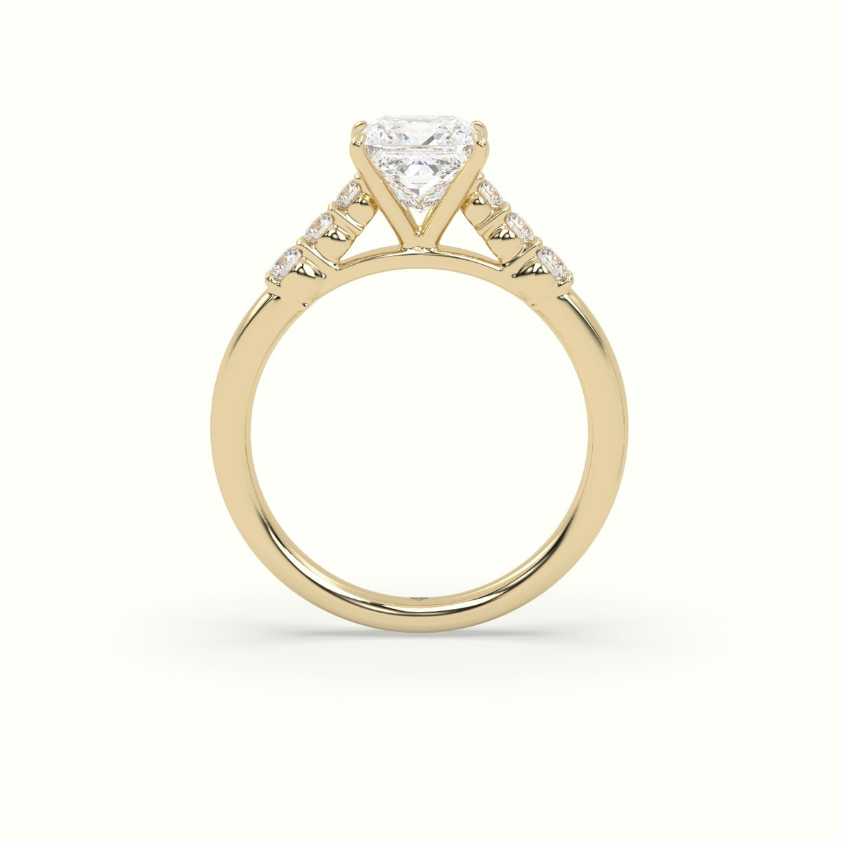 Princess Cut Diamond Engagement Ring With Side Stones — Yellow Gold