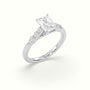 Radiant Cut Diamond Engagement Ring With Side Stones — White Gold