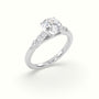 Round Cut Diamond Engagement Ring With Side Stones — White Gold
