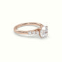 Round Cut Diamond Engagement Ring With Side Stones — Rose Gold
