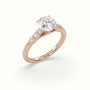 Round Cut Diamond Engagement Ring With Side Stones — Rose Gold