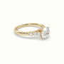 Round Cut Diamond Engagement Ring With Side Stones — Yellow Gold
