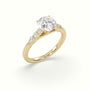 Round Cut Diamond Engagement Ring With Side Stones — Yellow Gold