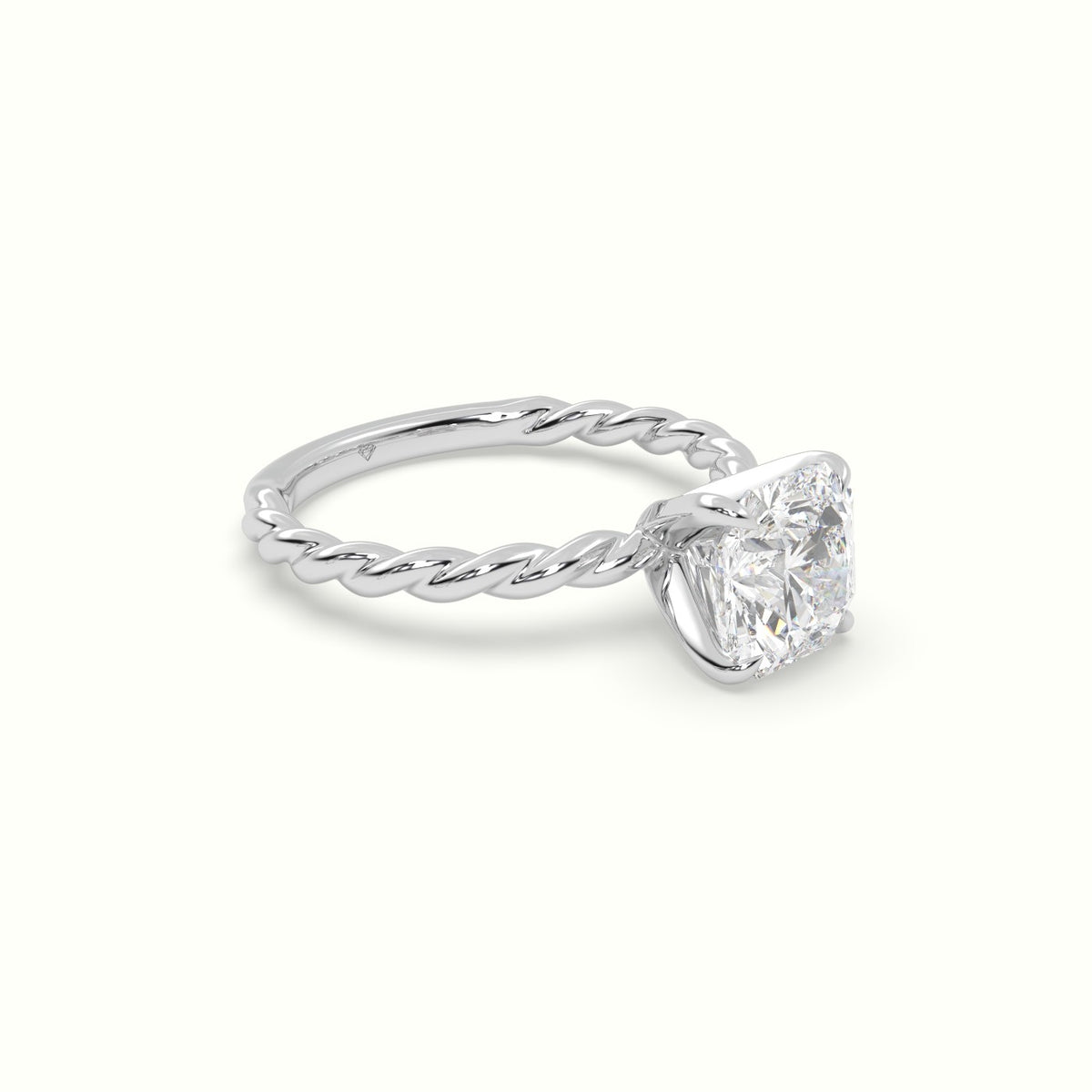 Asscher Cut Diamond Solitaire Engagement Ring — White Gold