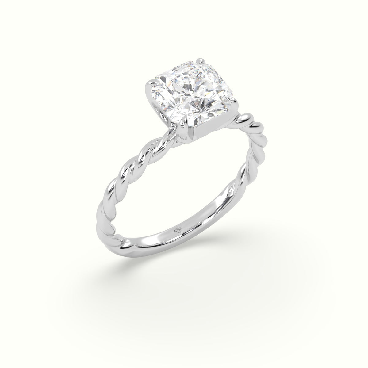 Asscher Cut Diamond Solitaire Engagement Ring — White Gold