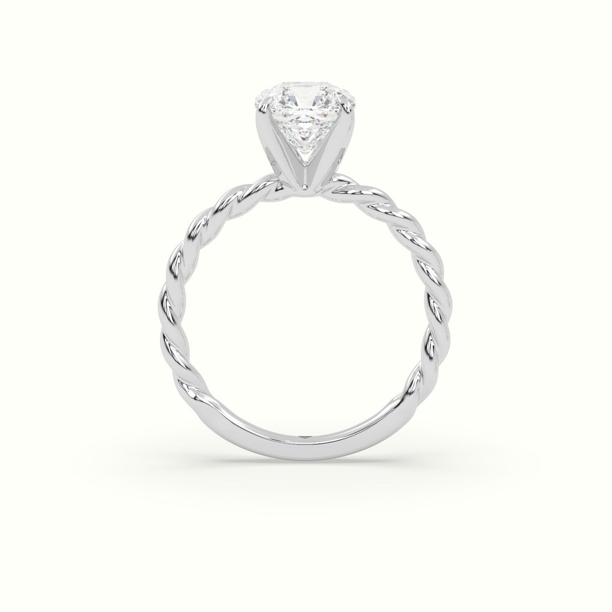 Asscher Cut Diamond Solitaire Engagement Ring — White Gold