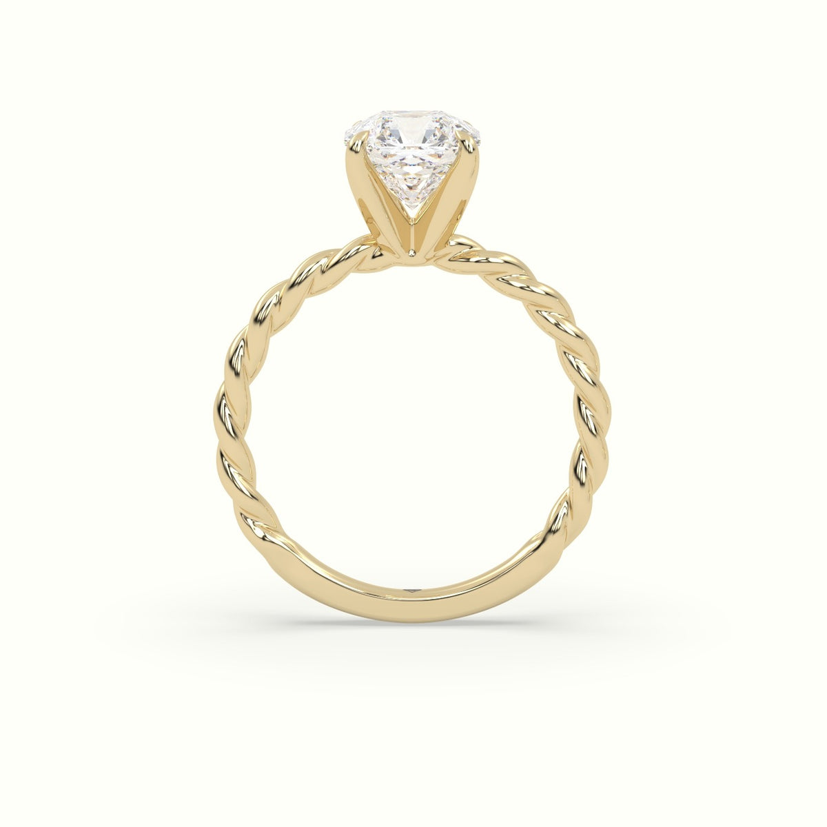 Asscher Cut Diamond Solitaire Engagement Ring — Yellow Gold