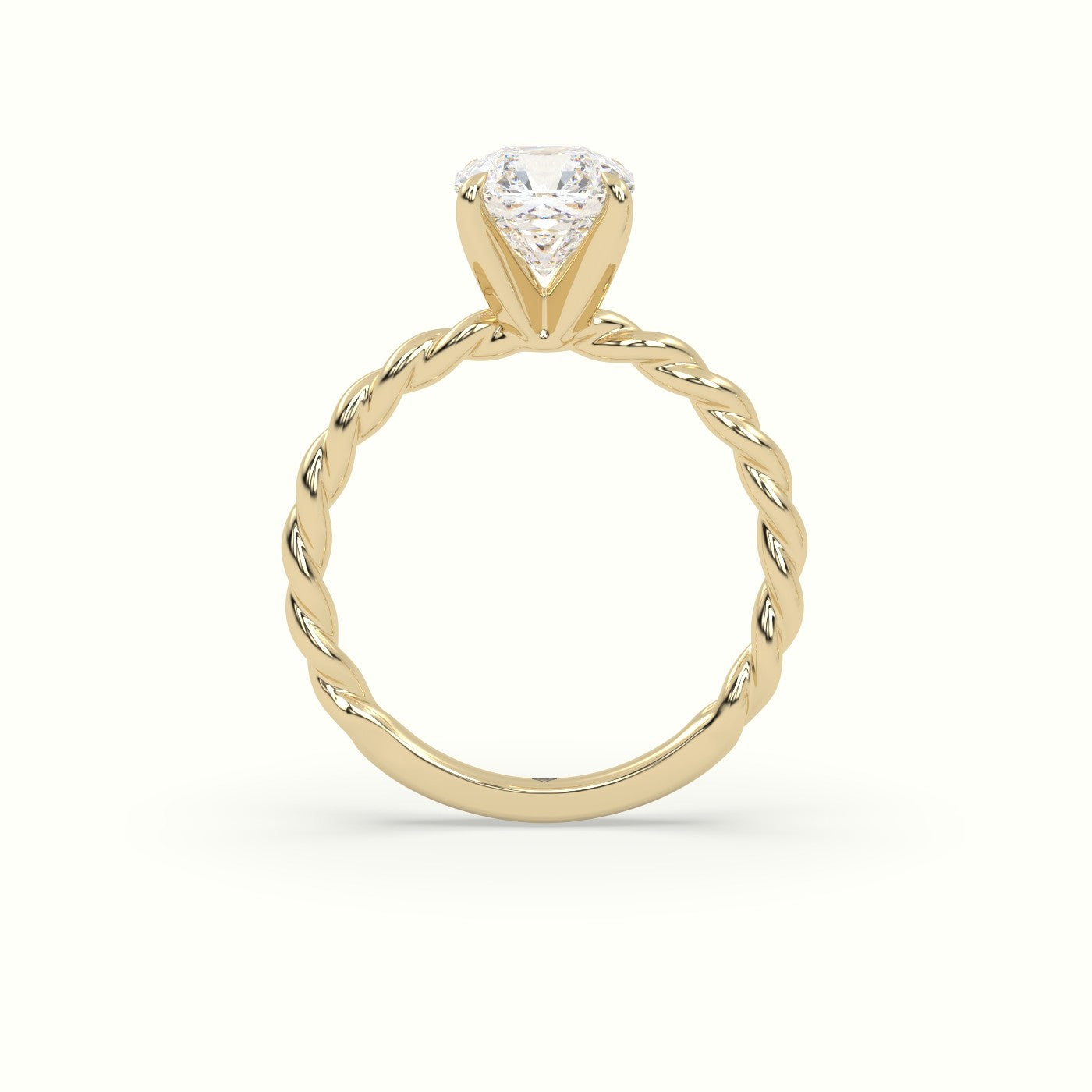 Asscher Cut Diamond Solitaire Engagement Ring — Yellow Gold
