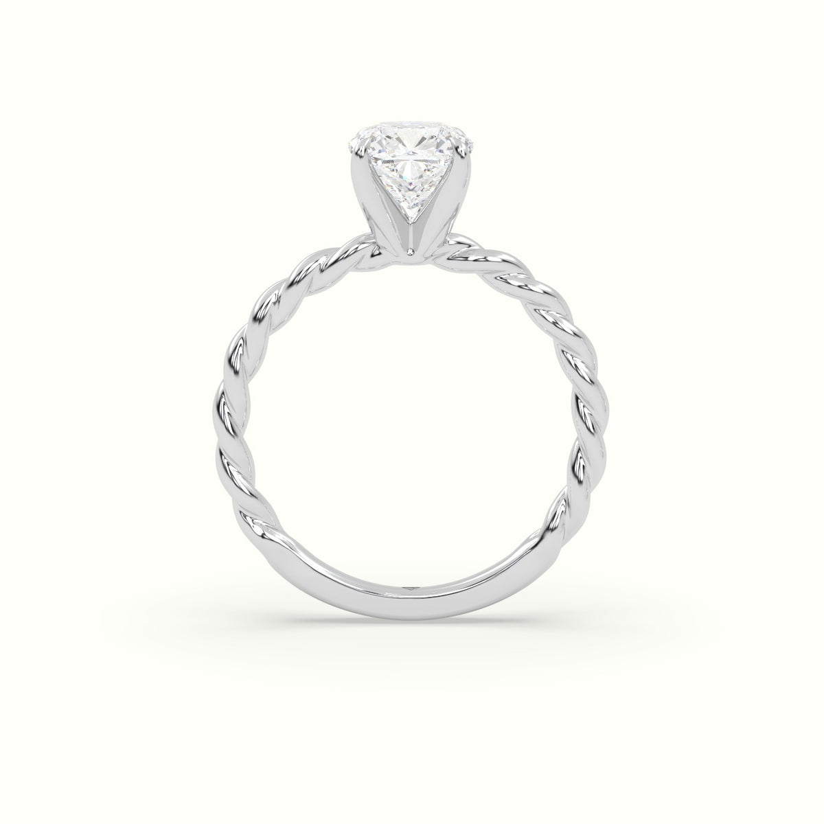 Cushion Cut Diamond Solitaire Engagement Ring — White Gold