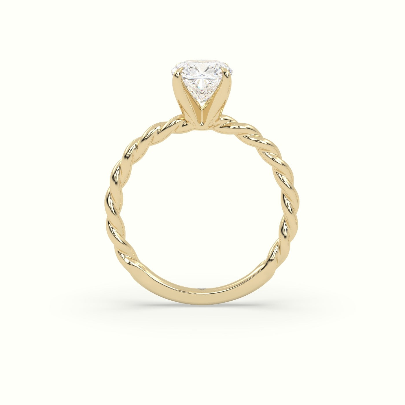 Cushion Cut Diamond Solitaire Engagement Ring — Yellow Gold