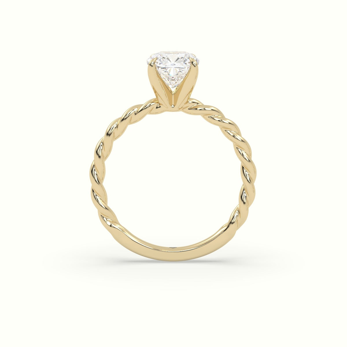 Cushion Cut Diamond Solitaire Engagement Ring — Yellow Gold