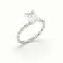 Emerald Cut Diamond Solitaire Engagement Ring — White Gold