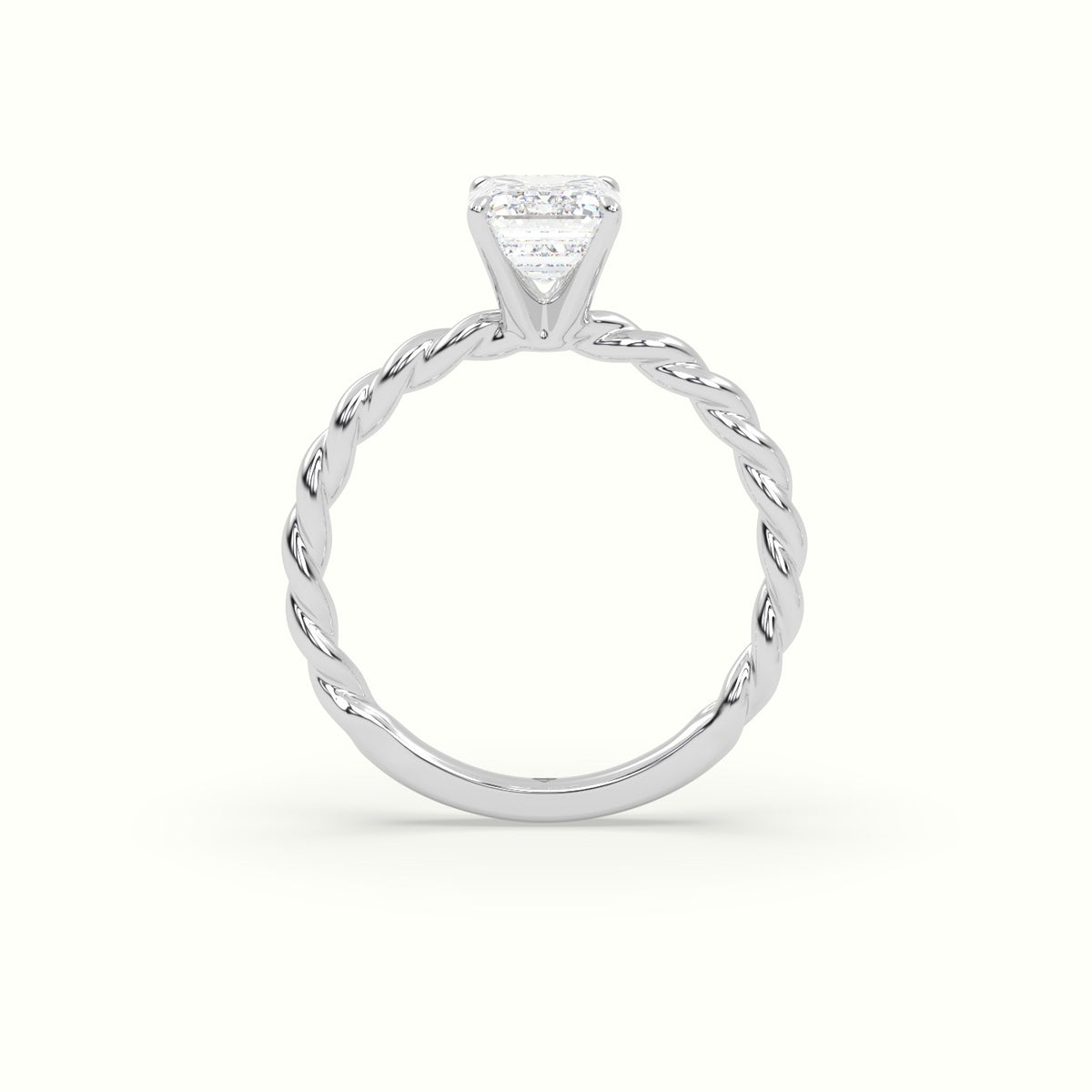 Emerald Cut Diamond Solitaire Engagement Ring — White Gold