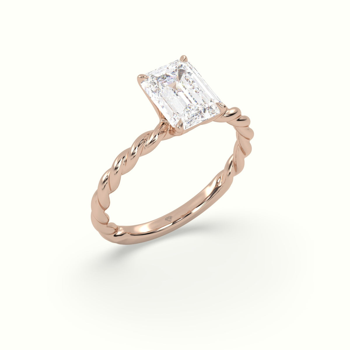 Emerald Cut Diamond Solitaire Engagement Ring — Rose Gold