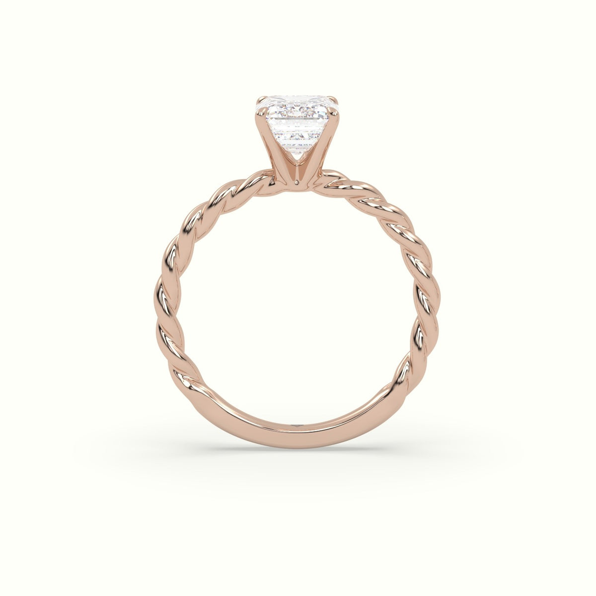 Emerald Cut Diamond Solitaire Engagement Ring — Rose Gold