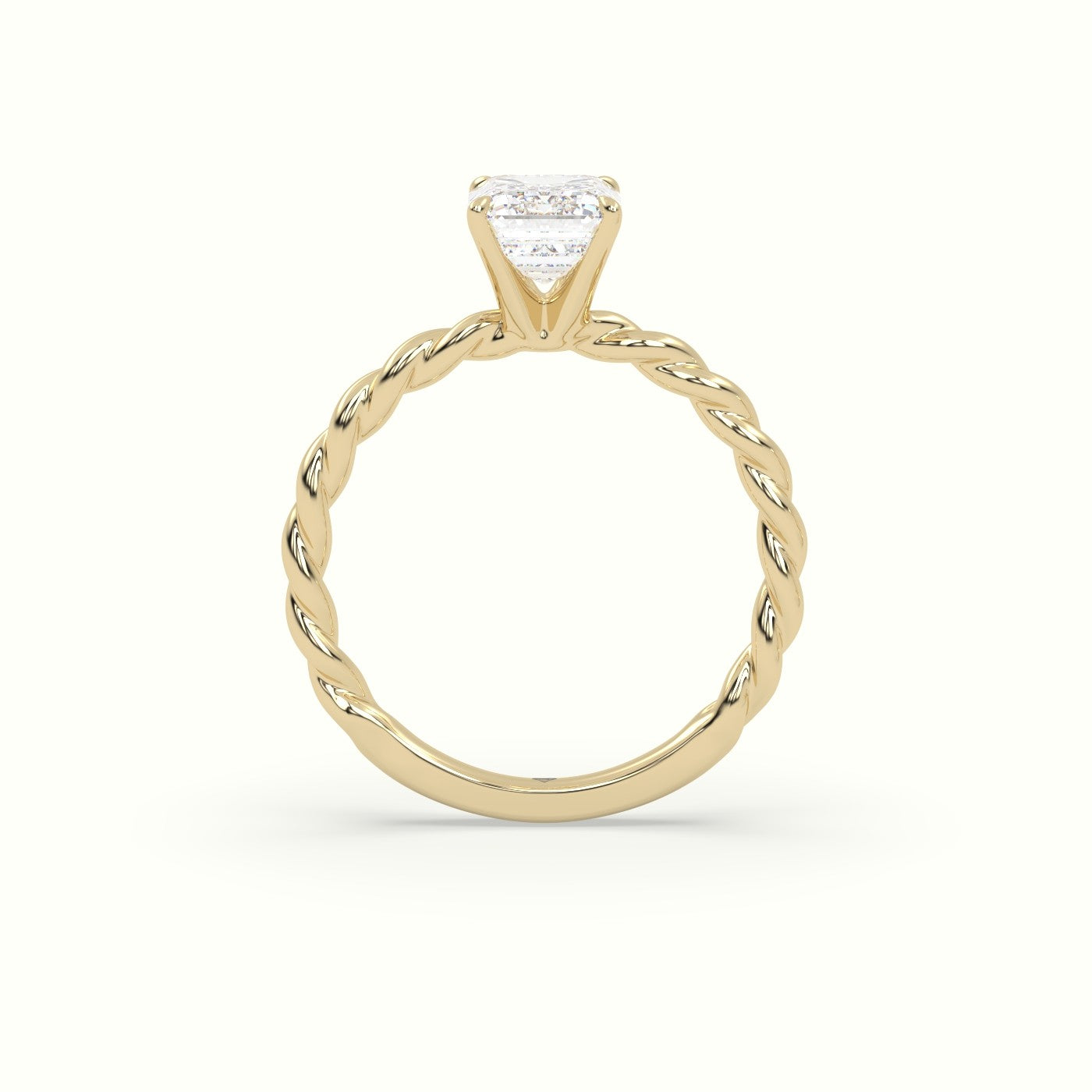 Emerald Cut Diamond Solitaire Engagement Ring — Yellow Gold