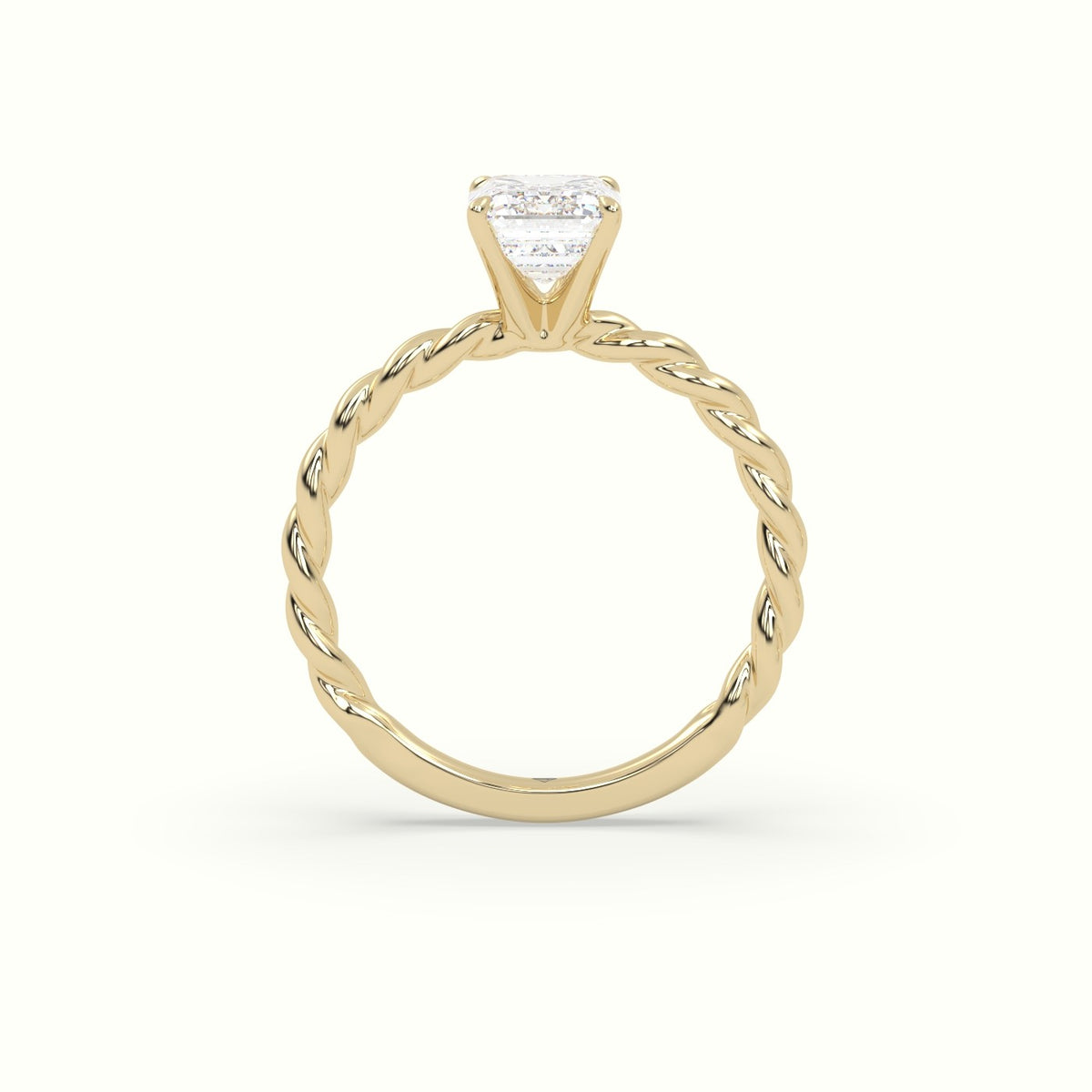 Emerald Cut Diamond Solitaire Engagement Ring — Yellow Gold