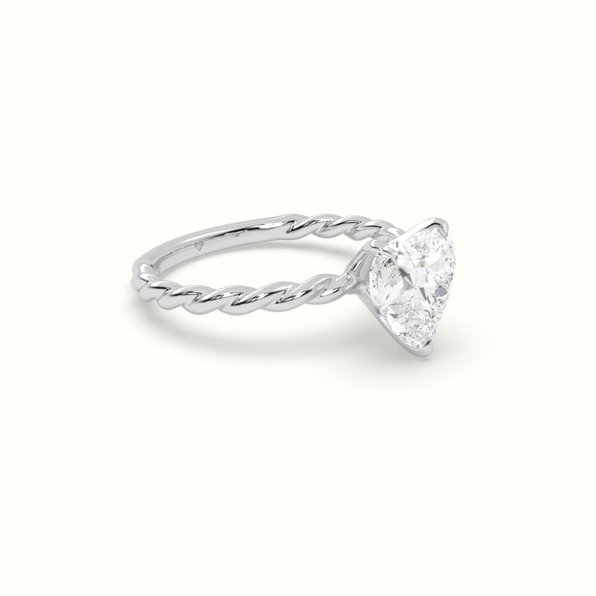 Heart Cut Diamond Solitaire Engagement Ring — White Gold