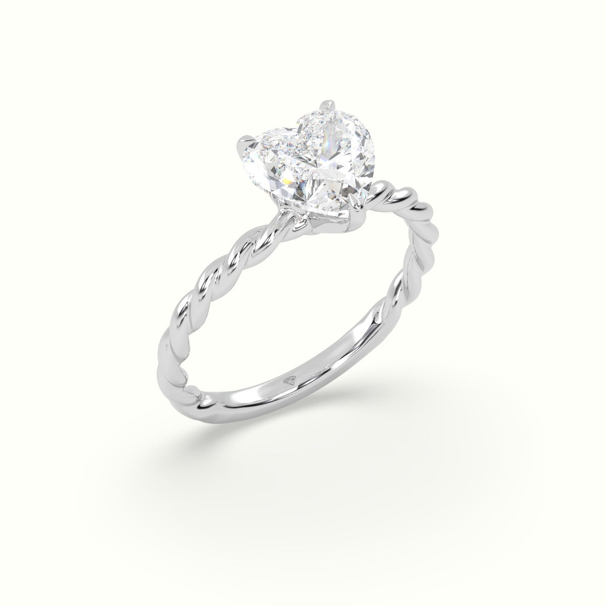 Heart Cut Diamond Solitaire Engagement Ring — White Gold