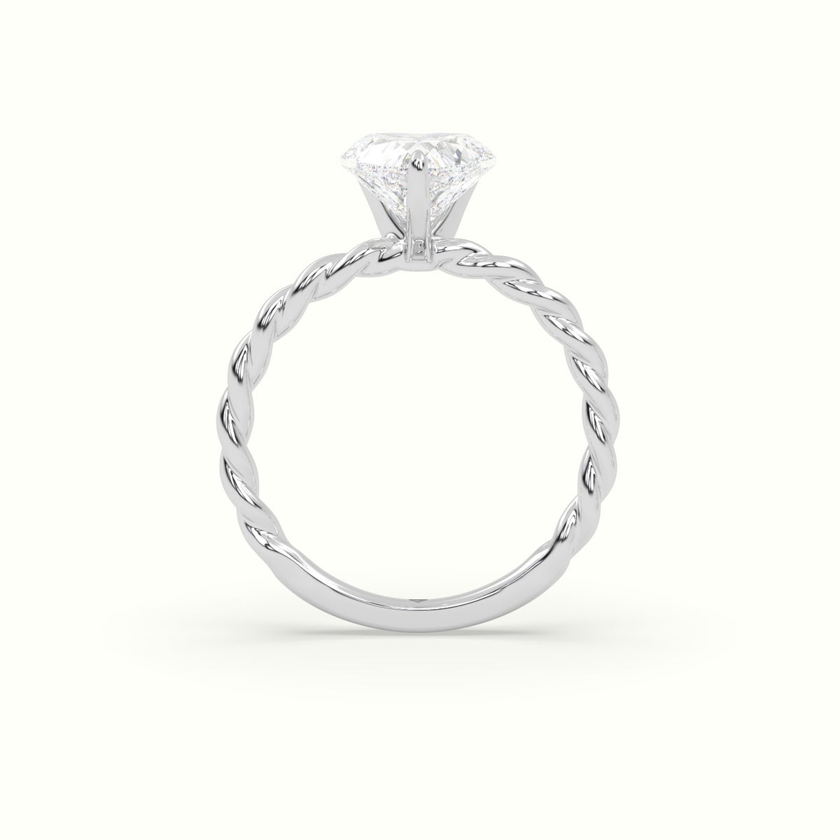 Heart Cut Diamond Solitaire Engagement Ring — White Gold