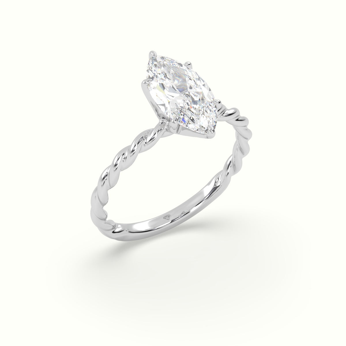Marquise Cut Diamond Solitaire Engagement Ring — White Gold