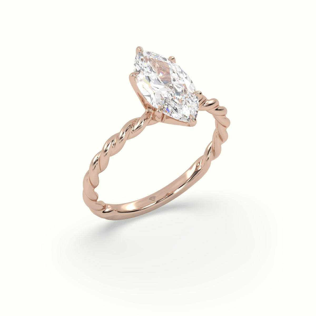 Marquise Cut Diamond Solitaire Engagement Ring — Rose Gold