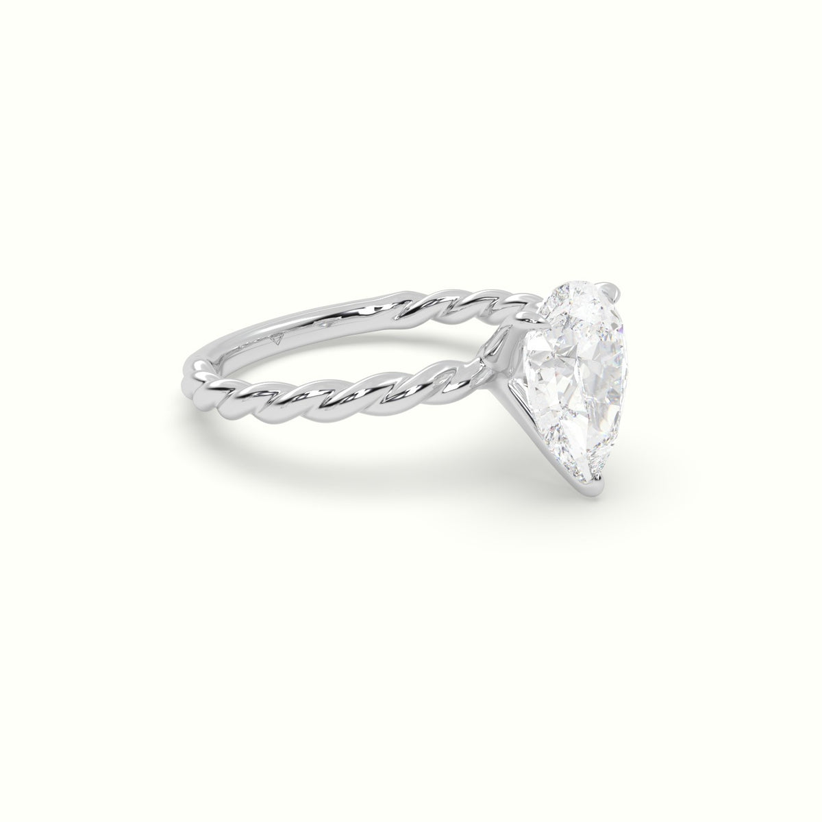 Pear Cut Diamond Solitaire Engagement Ring — White Gold