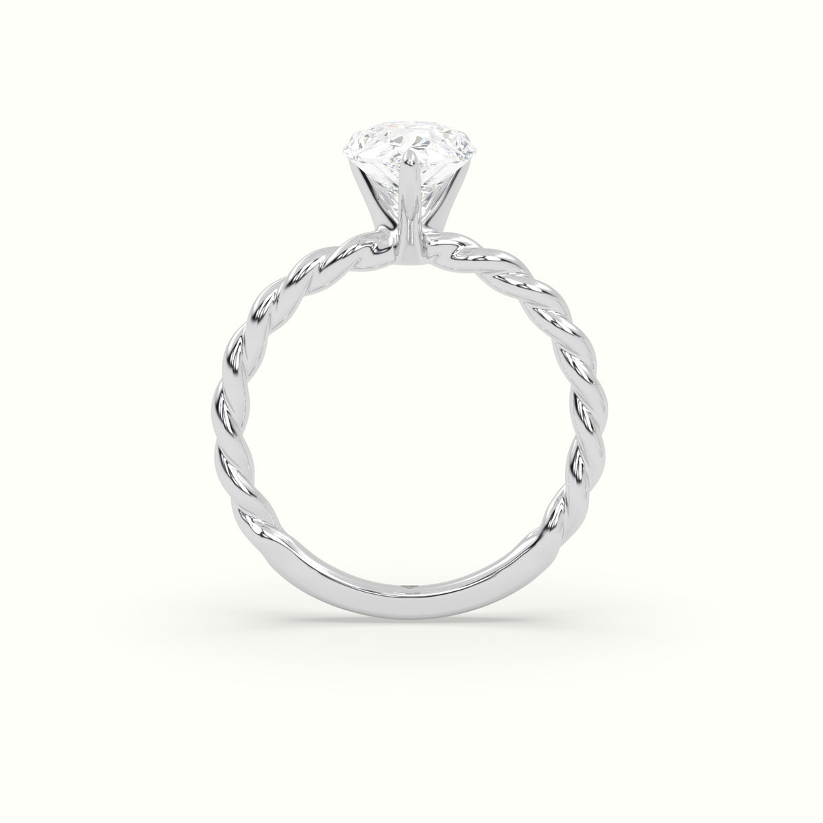 Pear Cut Diamond Solitaire Engagement Ring — White Gold