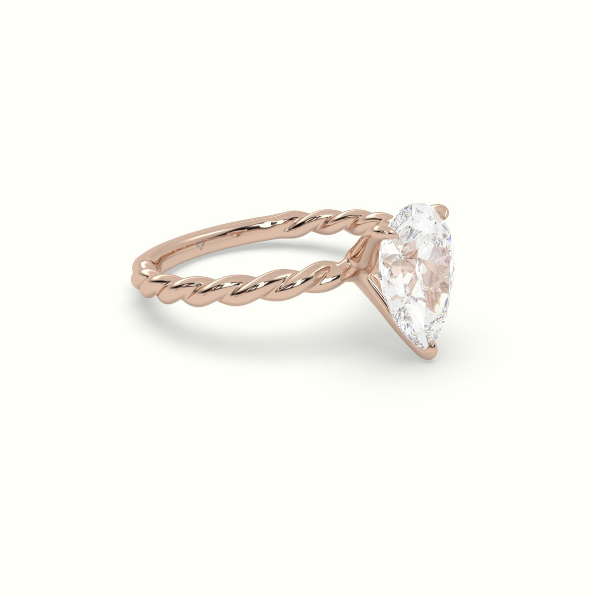 Pear Cut Diamond Solitaire Engagement Ring — Rose Gold