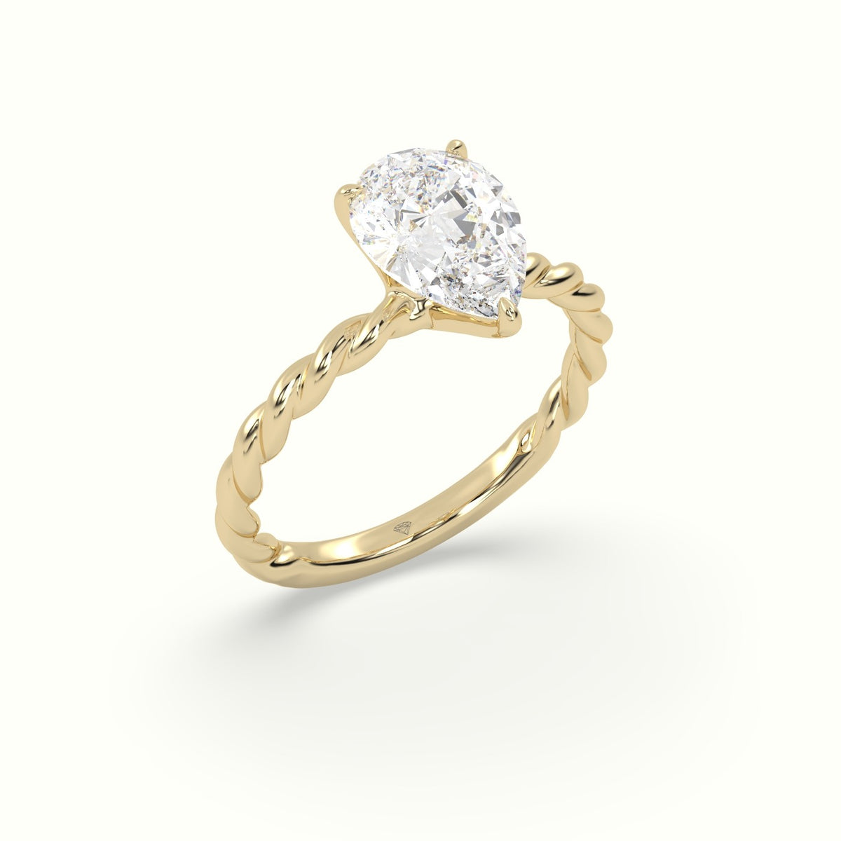 Pear Cut Diamond Solitaire Engagement Ring — Yellow Gold