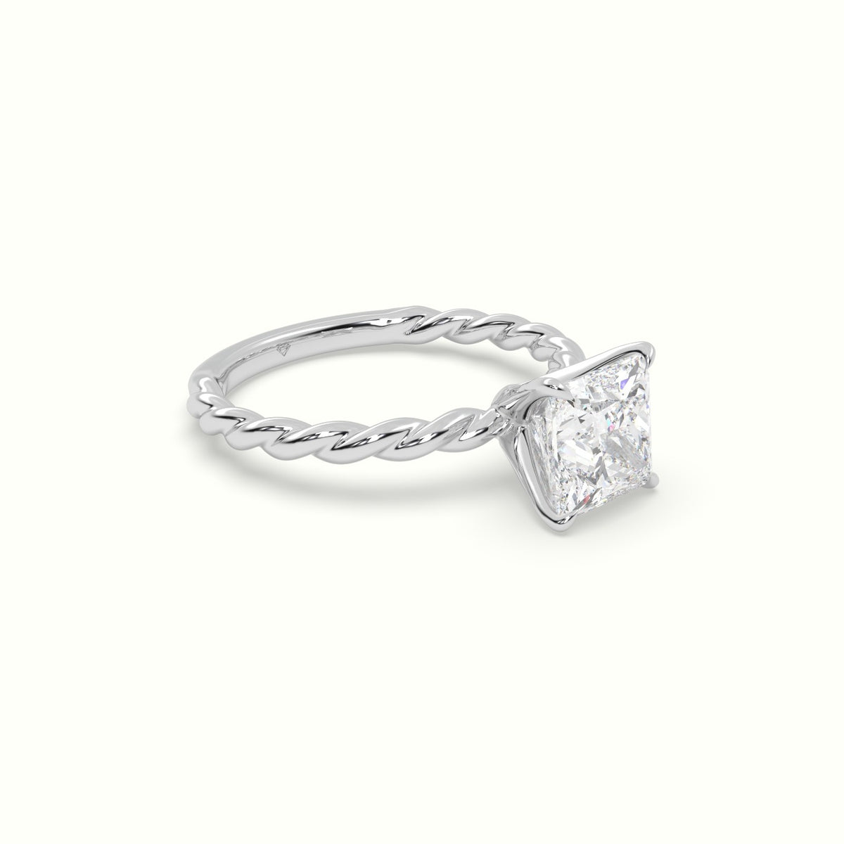 Princess Cut Diamond Solitaire Engagement Ring — White Gold