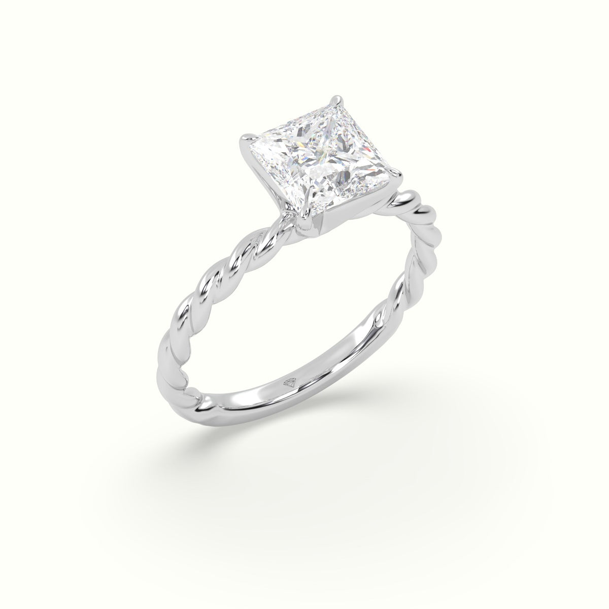 Princess Cut Diamond Solitaire Engagement Ring — White Gold