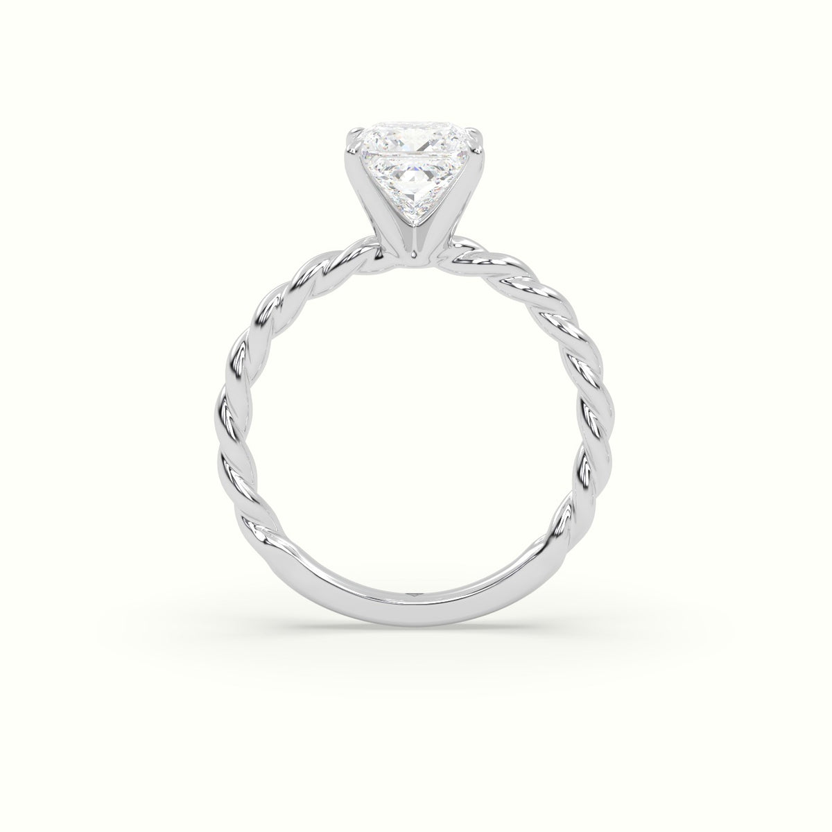 Princess Cut Diamond Solitaire Engagement Ring — White Gold