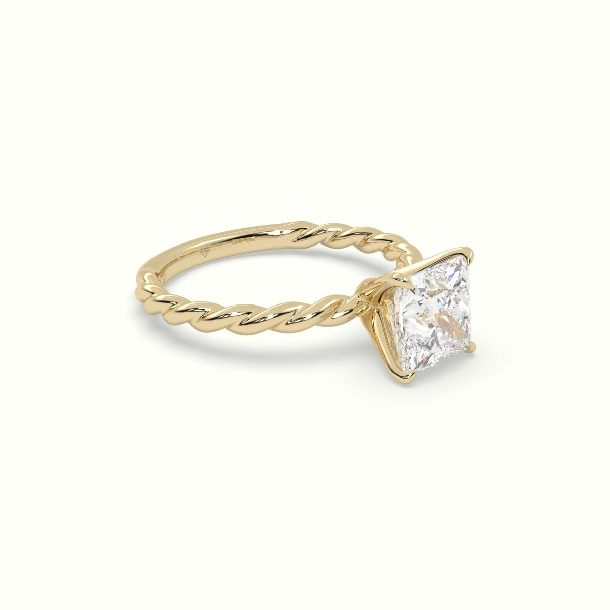 Princess Cut Diamond Solitaire Engagement Ring — Yellow Gold