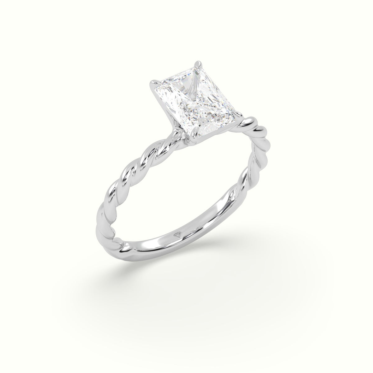 Radiant Cut Diamond Solitaire Engagement Ring — White Gold