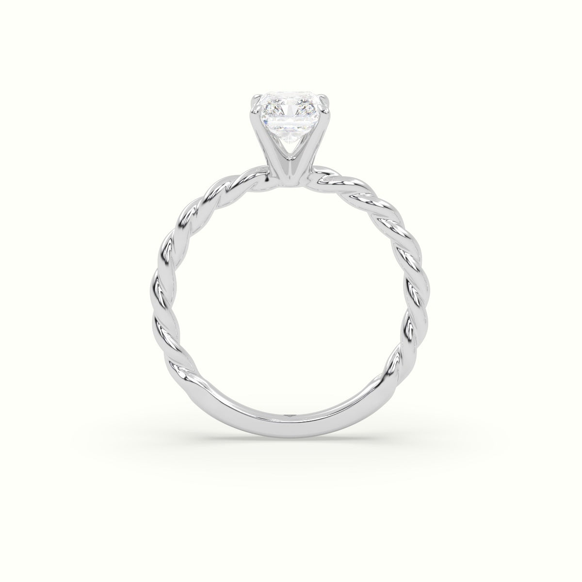 Radiant Cut Diamond Solitaire Engagement Ring — White Gold