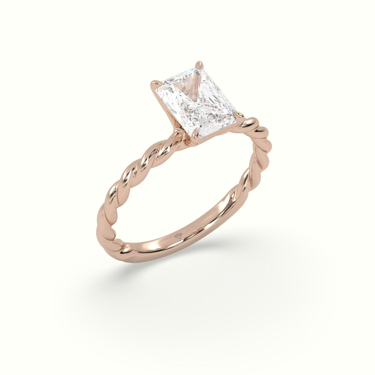 Radiant Cut Diamond Solitaire Engagement Ring — Rose Gold