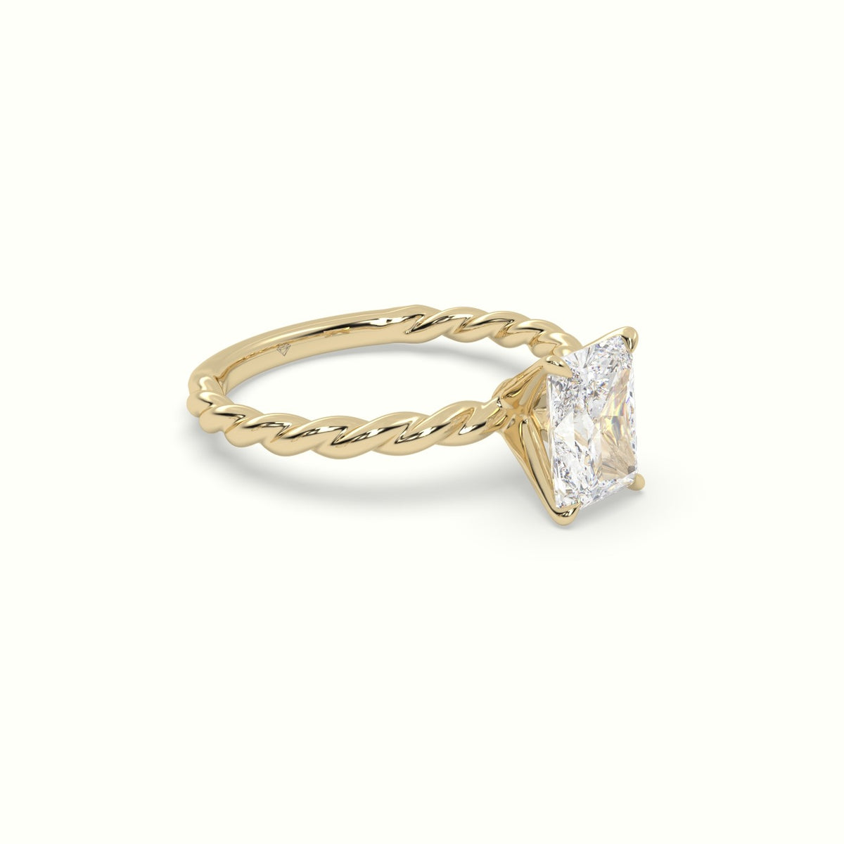Radiant Cut Diamond Solitaire Engagement Ring — Yellow Gold