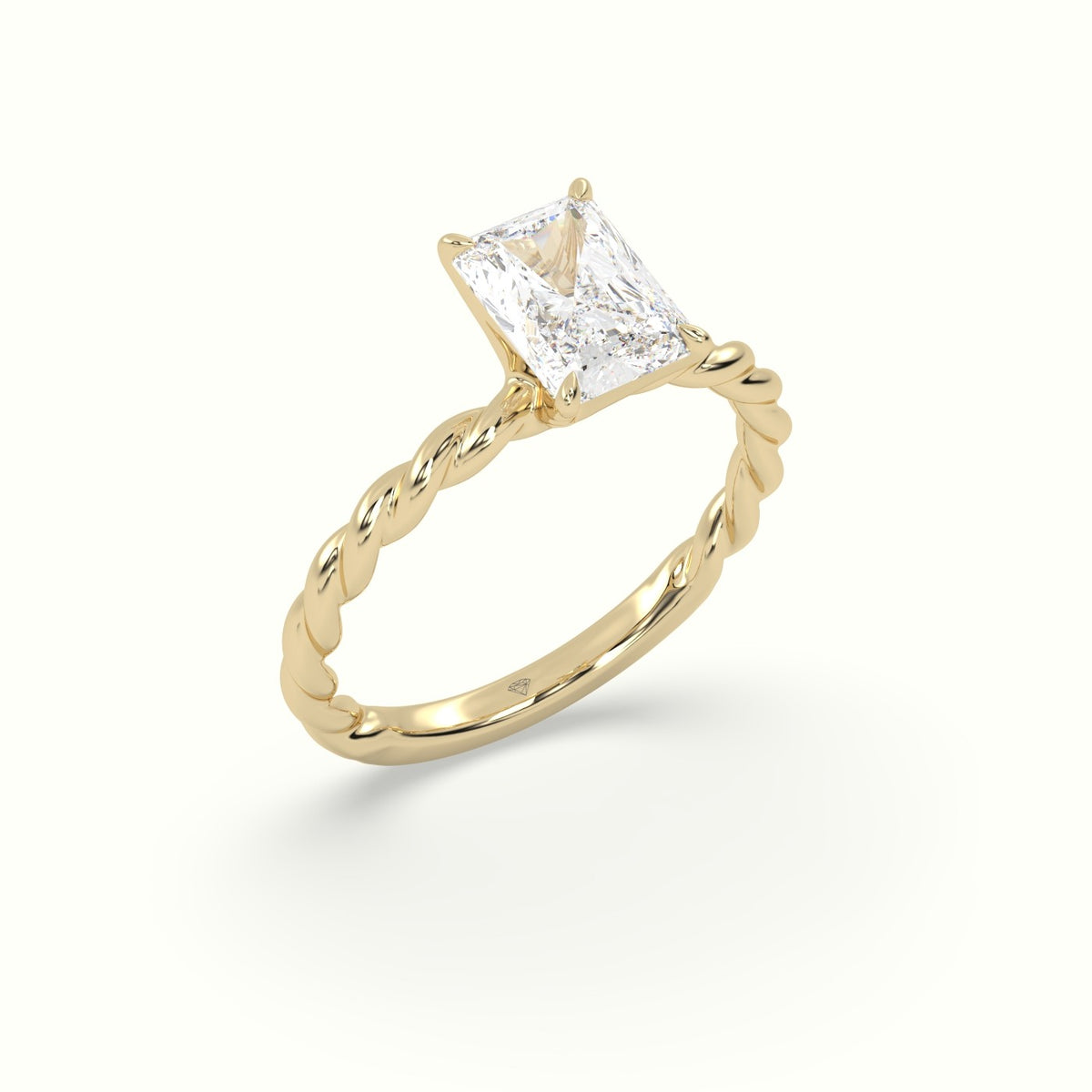 Radiant Cut Diamond Solitaire Engagement Ring — Yellow Gold