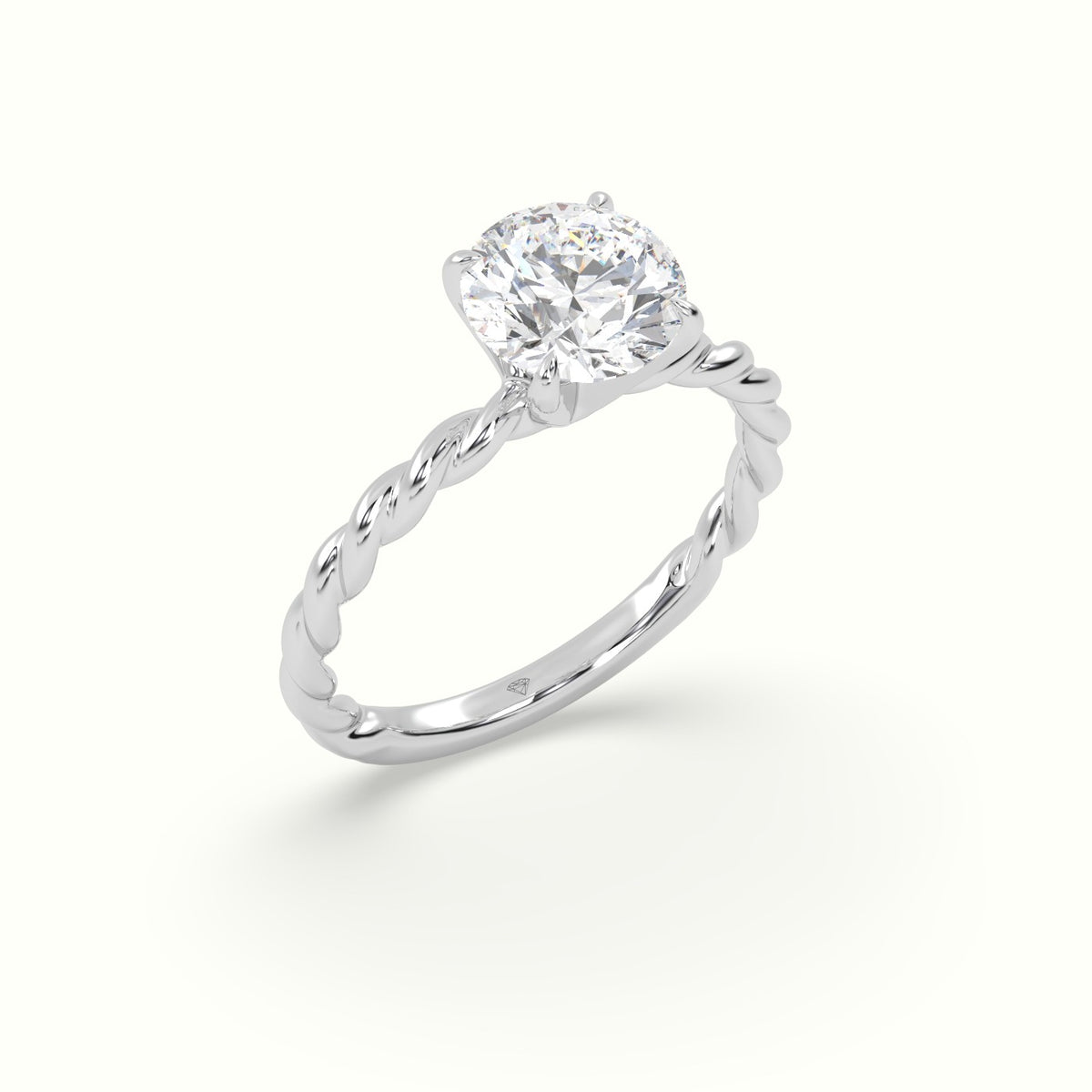 Round Cut Diamond Solitaire Engagement Ring — White Gold