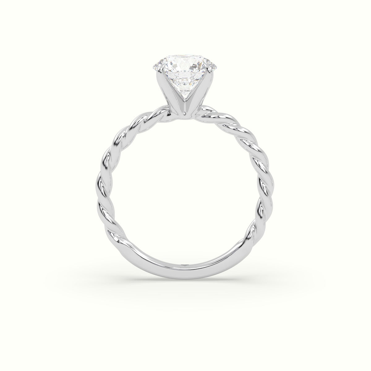 Round Cut Diamond Solitaire Engagement Ring — White Gold