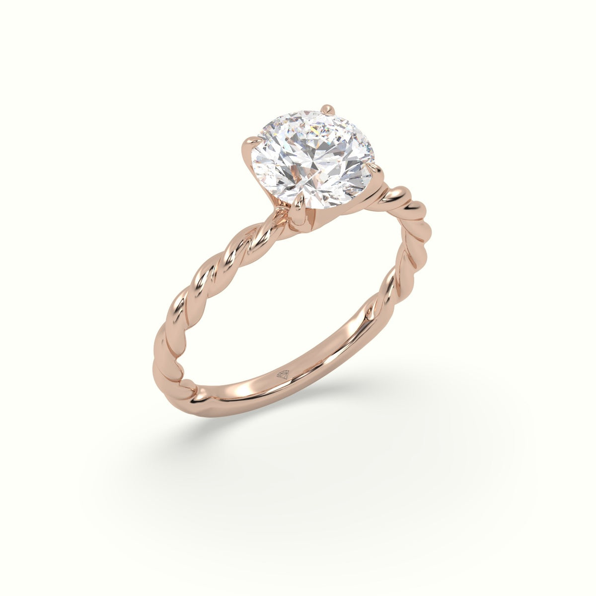Round Cut Diamond Solitaire Engagement Ring — Rose Gold