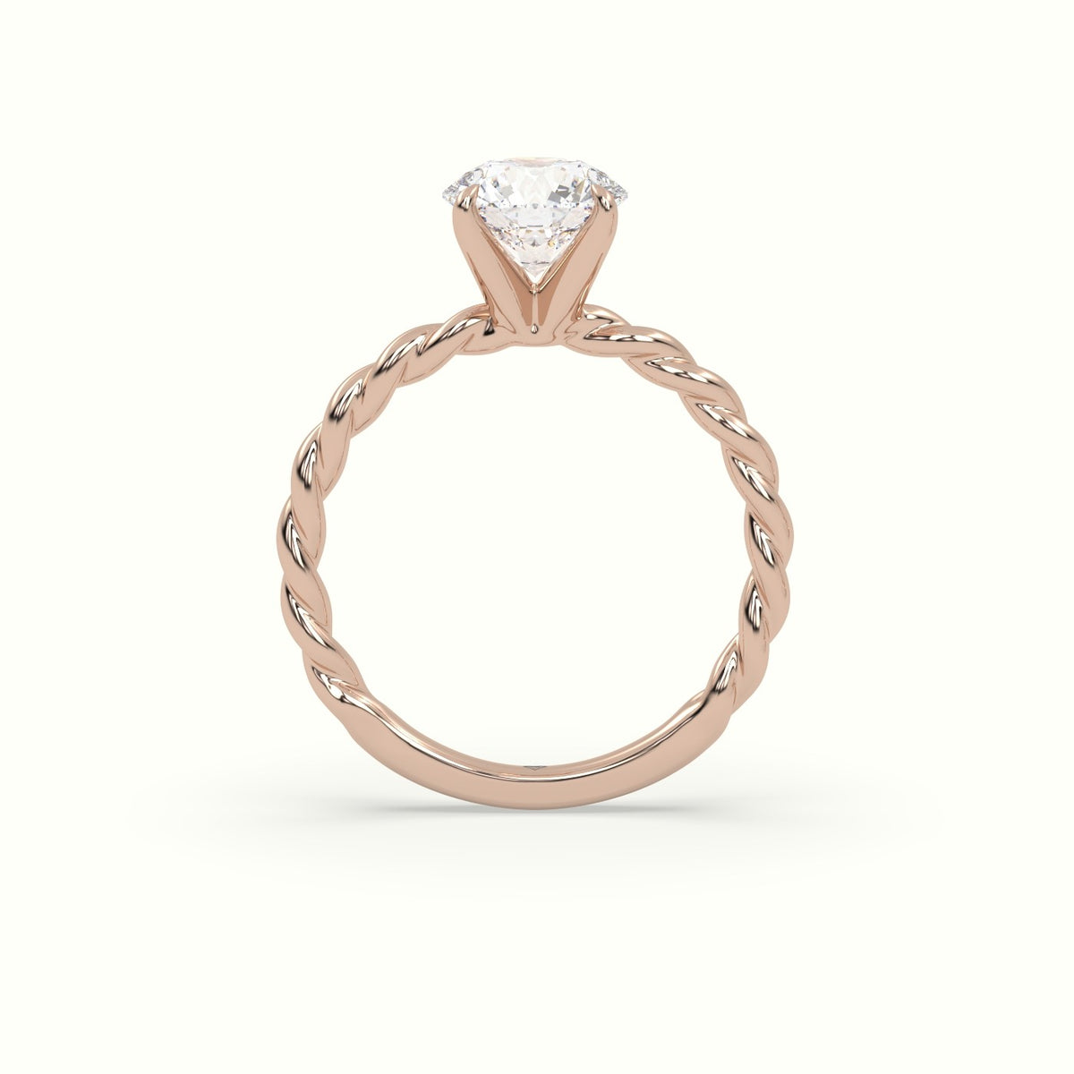Round Cut Diamond Solitaire Engagement Ring — Rose Gold