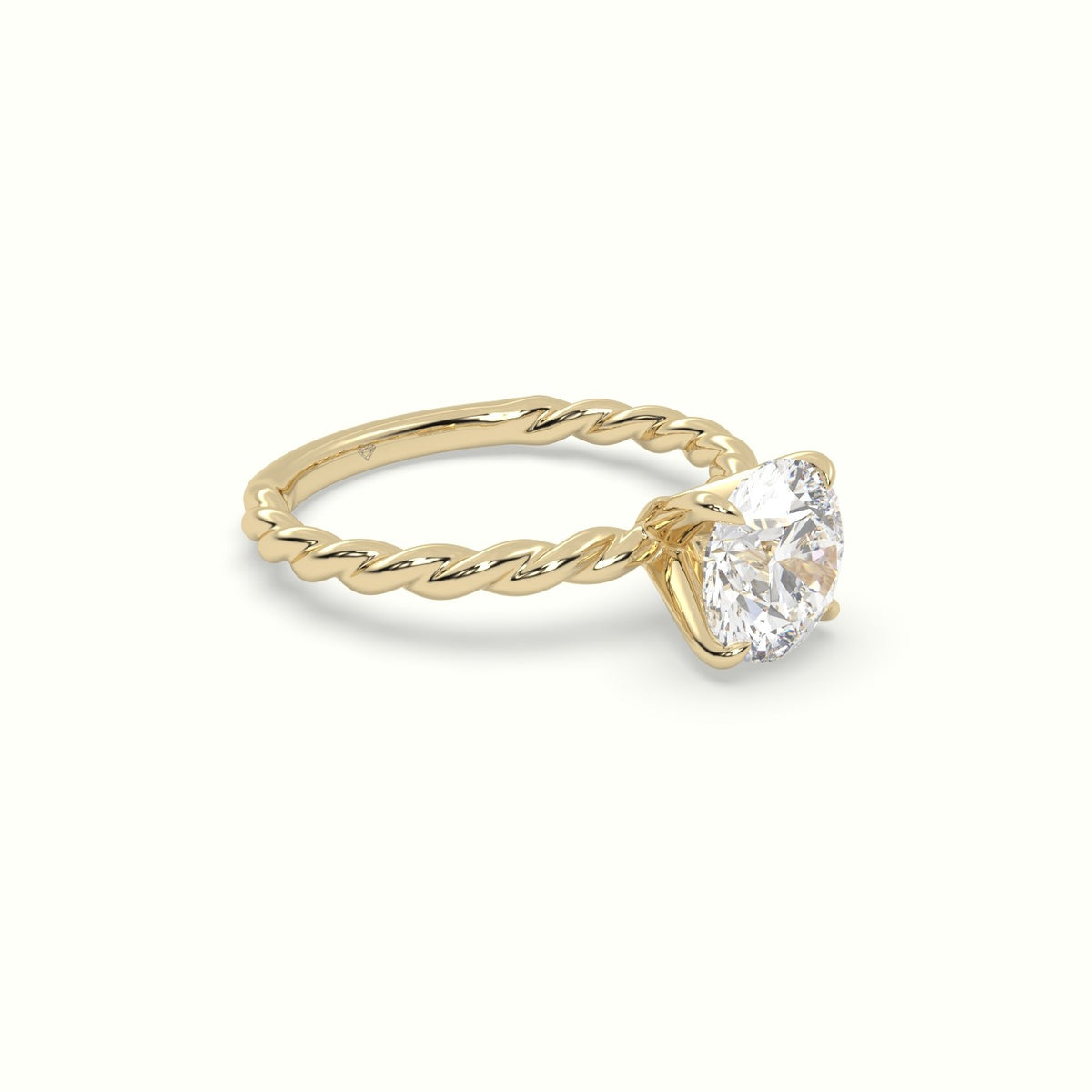 Round Cut Diamond Solitaire Engagement Ring — Yellow Gold